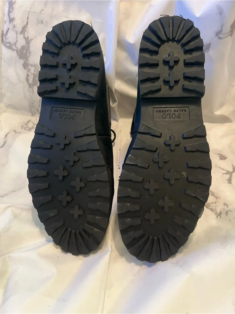 Polo by Ralph Lauren Black and Gray Quilted Lace-Up Men's Boots